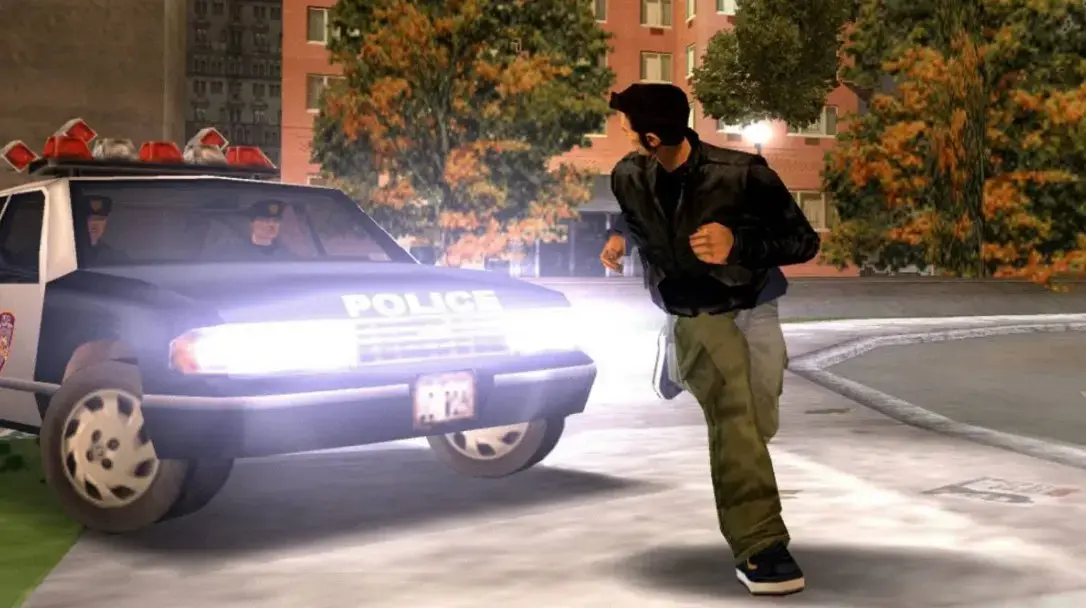 Cutscena GTA 3 — moment dialogu między Claude'em a NPC w Liberty City