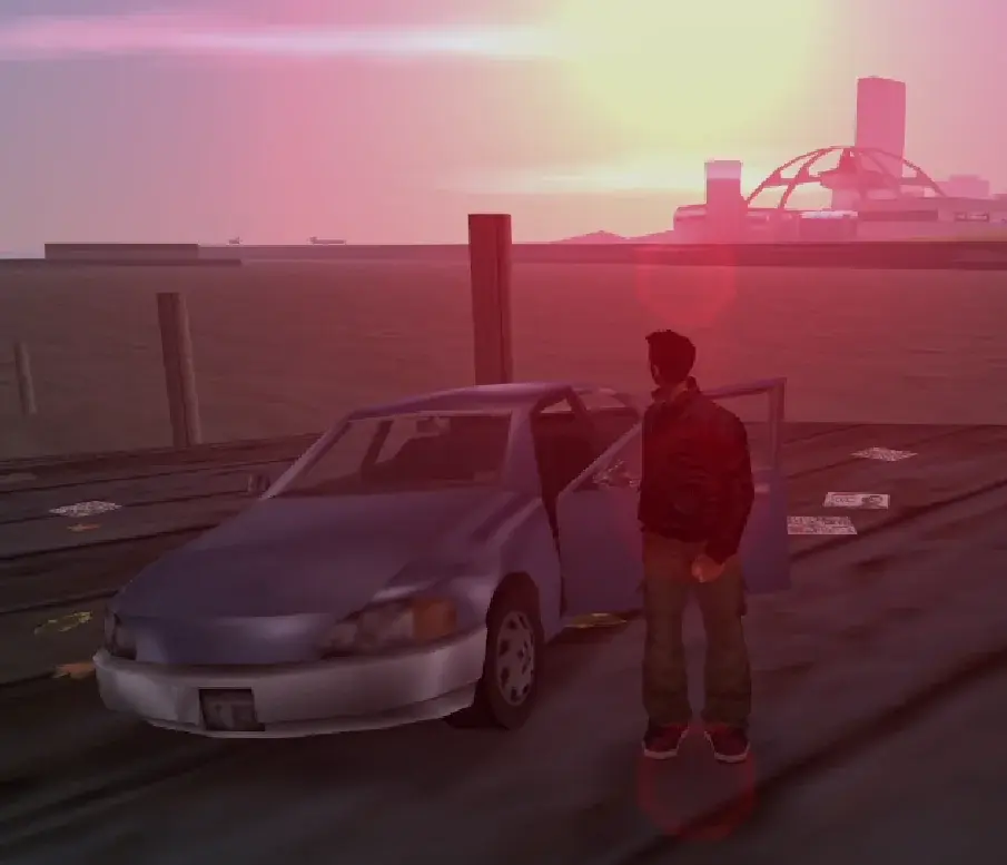 Wschód słońca nad Liberty City w GTA 3 — atmosfera mrocznej fabuły gry