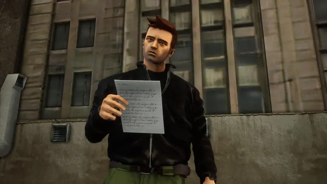 Claude — milczący główny bohater GTA 3 w czarnej kurtce