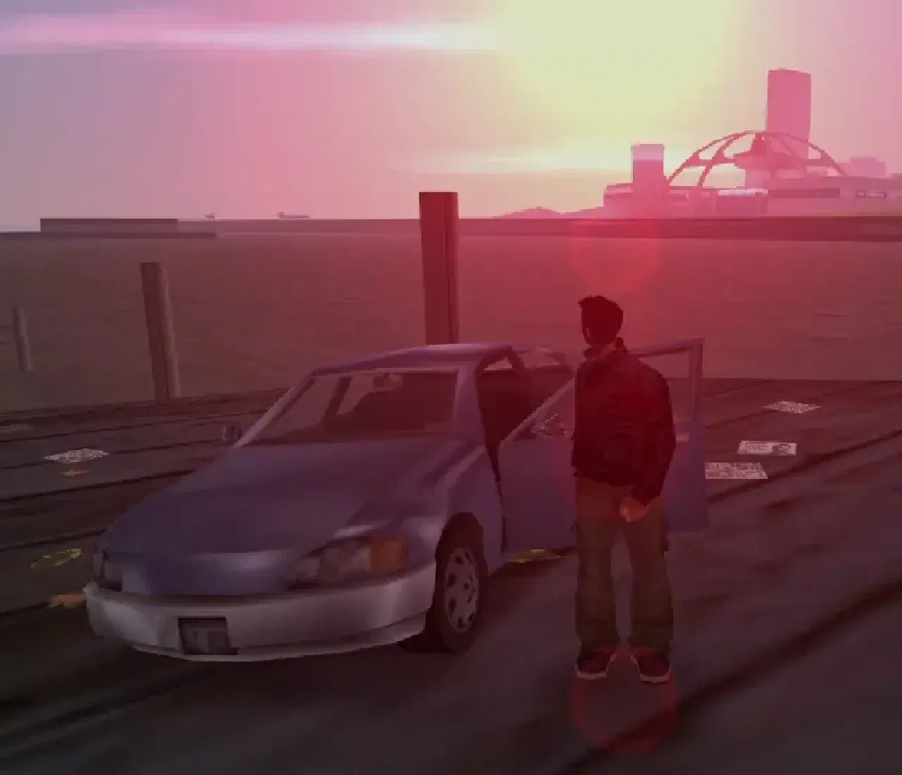 Wschód słońca nad Liberty City w GTA 3 — atmosfera mrocznej fabuły gry